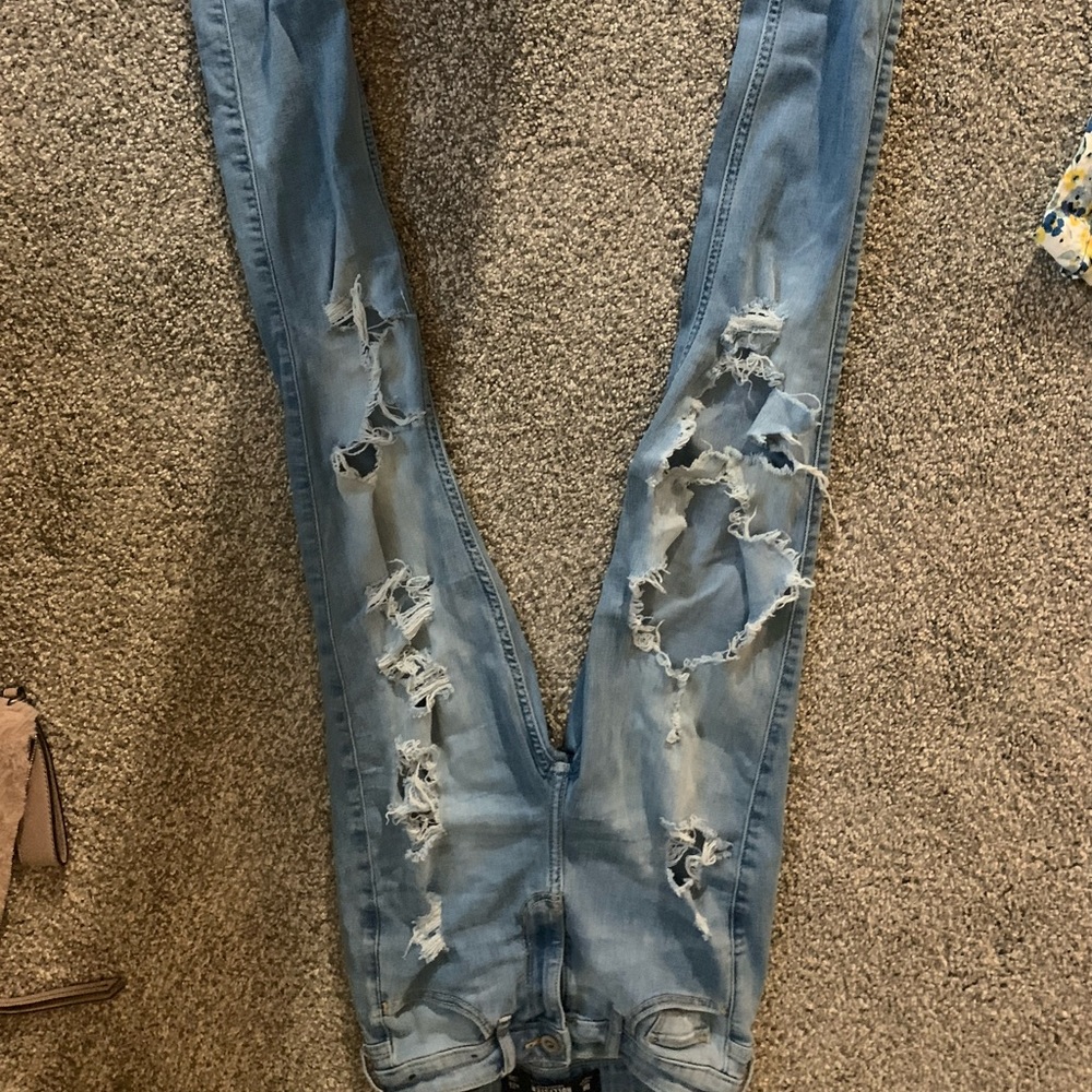 Frayed bottom skinny ripped hollister jeans